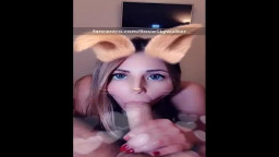 Super Cute Bunny Cumming and Takes Cum in Snapchat