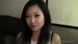 Cute asian wants to get in porn, gets cumshot